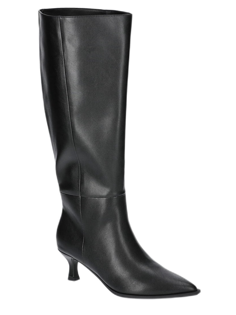 Classic Black Knee-High Pointed-Toe Boot